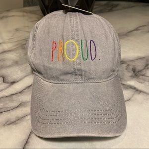 Rae Dunn Rainbow Pride Proud Adjustable Baseball Hat Light Grey Women's OSFM NWT